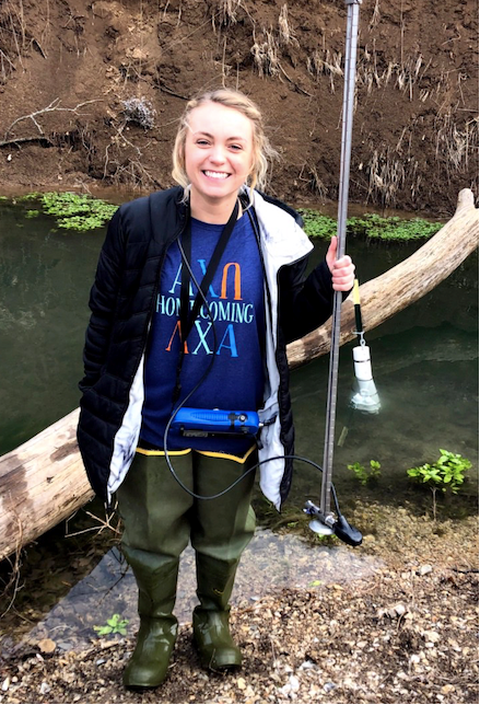 KSU MAPS student, Bre Waterman, studies variations in groundwater discharge and its biogeochemical impact
