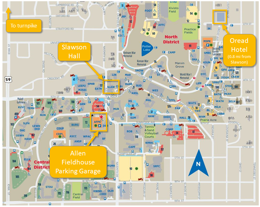 Map of KU campus with key locations for meeting