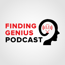 finding genius podcast with face and microphone