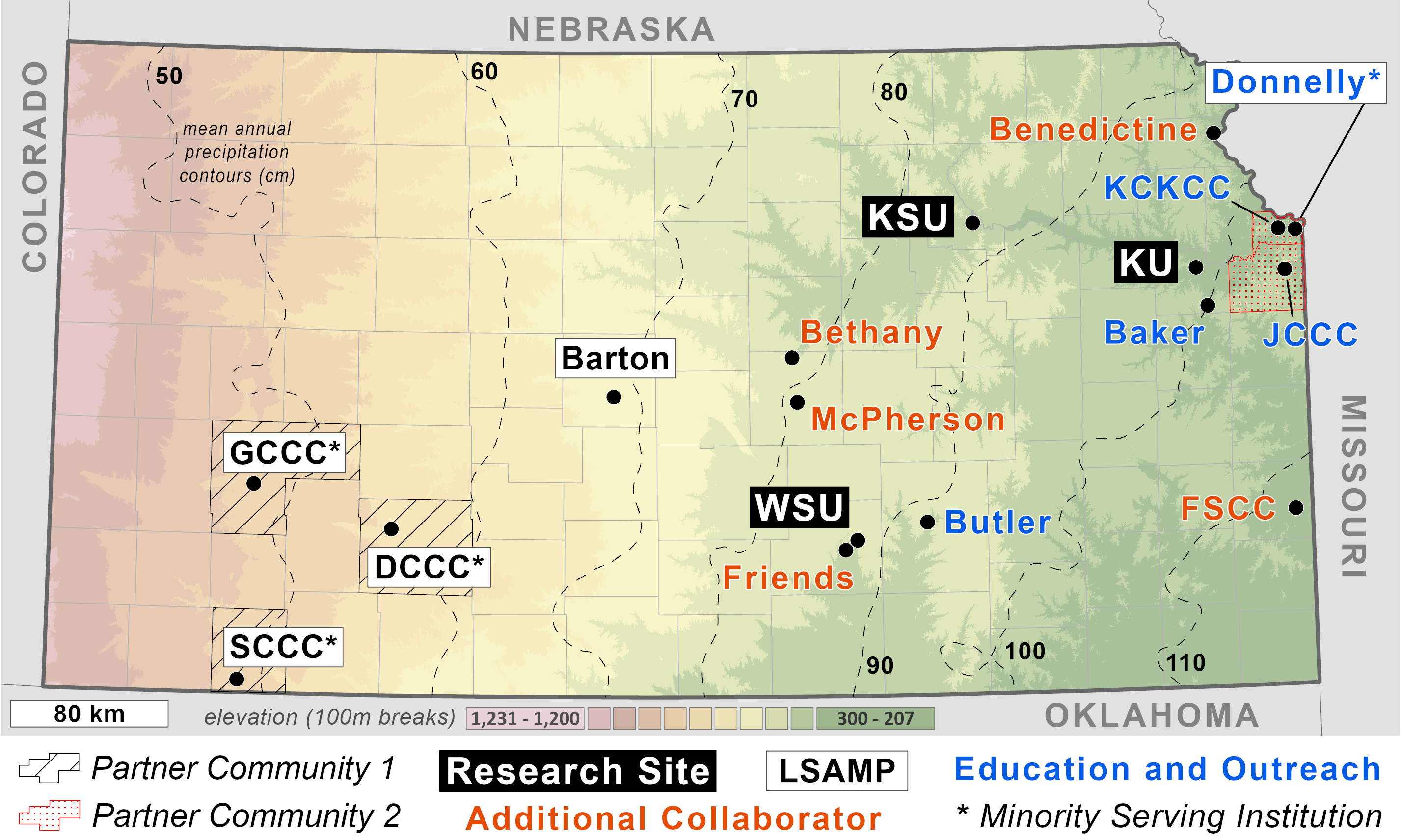 Kansas state map showing partner locations